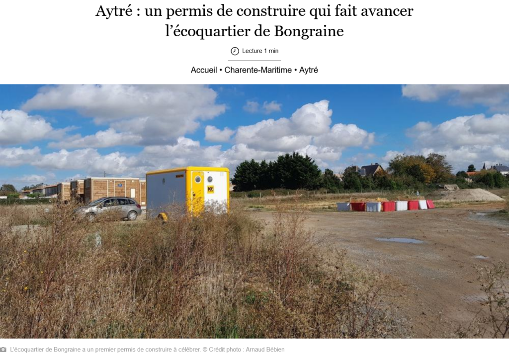 Article Sud Ouest écoquartier Bongraine